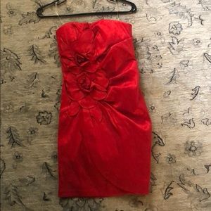Red Strapless Formal Dress